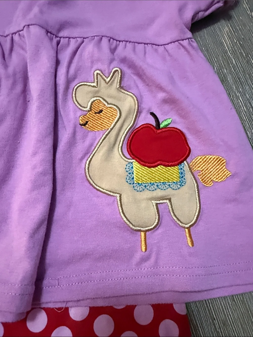 Pink Llama Top & Polka Dot Ruffle Shorts Set